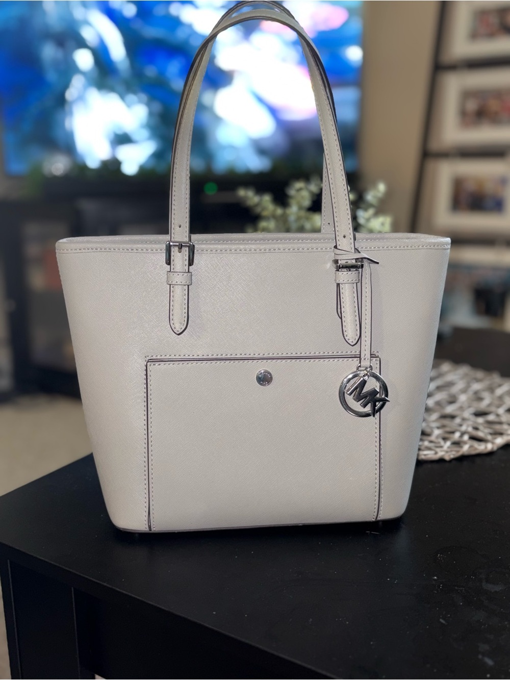 Michael Kors Light Grey Tote with MK Charm